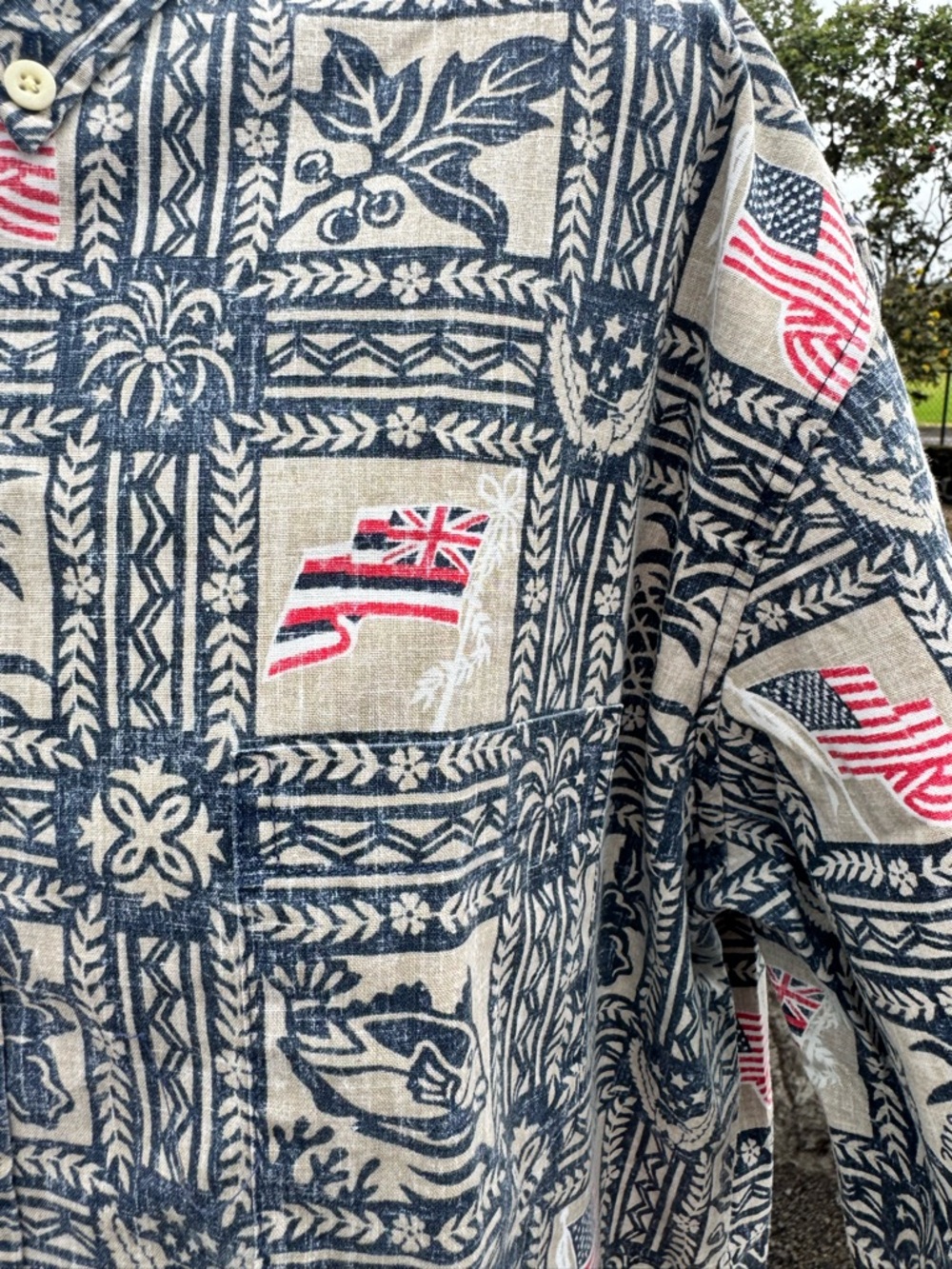 Reyn Spooner Men’s Hawaiian Shirt XL Classic Fit Aloha USA Flag Print - Picture 2 of 6